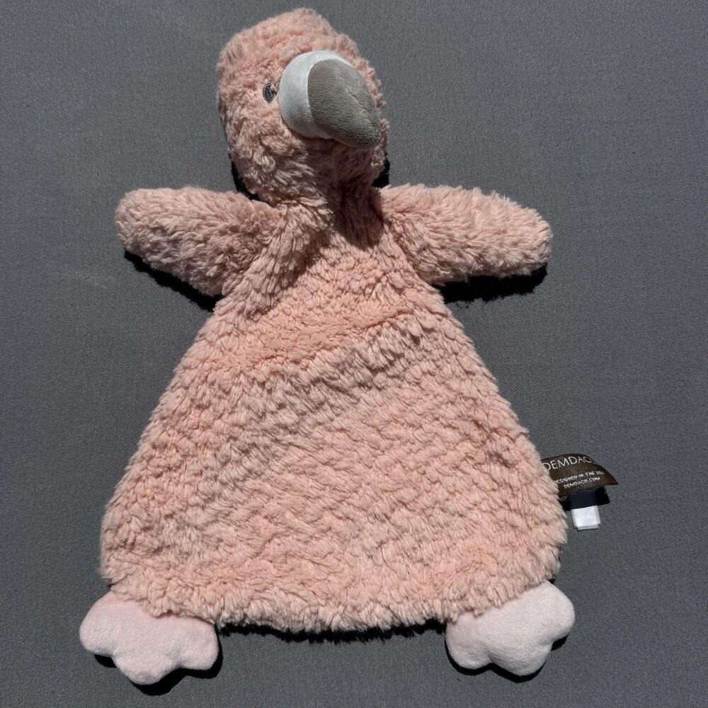 Demdaco Flamingo Rattle Baby Lovey Pink Minky Fuzzy Soft  14” Security Blanket